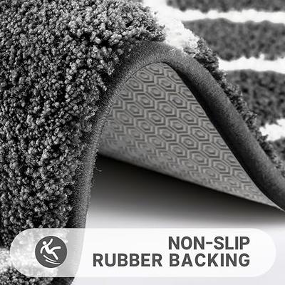 Soft Luxurious Shaggy Microfiber Bath Rug Padded with Thick Memory Foam  (Gray 34x21 inch), Non-Slip Bathroom Mat, Super Absorbent, Mold and Mildew  Resistant, Machine Washable 