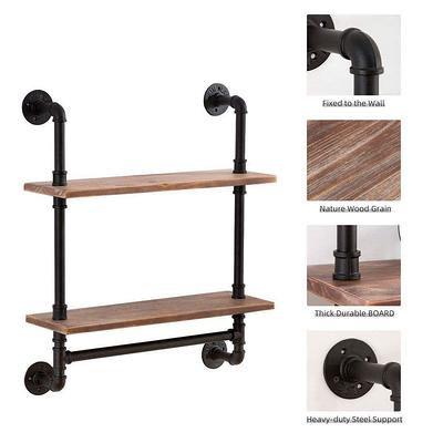 Dracelo 16.14 in. W x 6 in. D x 3 in. H Black 2+1 Tier Bathroom Wall  Mounted Floating Shelves with Metal Frame B09SKGTQ2Q - The Home Depot