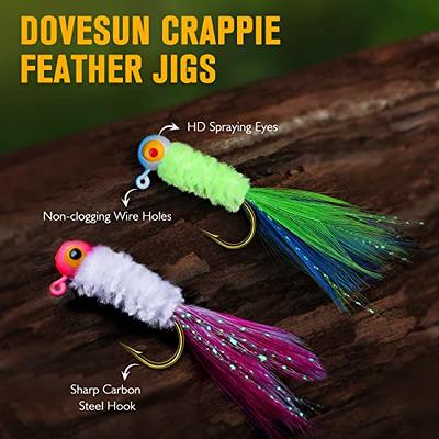 Dovesun Crappie Jigs, Jig Heads with Feather Hand-Tied Marabou Jigs 40pcs  Ice  Fly Fishing Lures 10 Colors 1/8oz Fishing Hair Jigs for Panfish  Sunfish Walleye - Yahoo Shopping