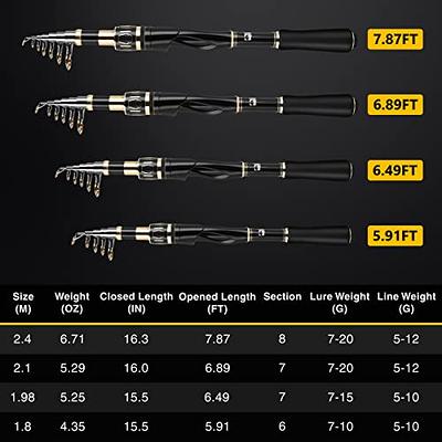 PLUSINNO Fishing Pole Fishing Rod and Reel Combos Carbon Fiber IX  Telescopic Fishing Pole with Spinning Reels Freshwater Kit