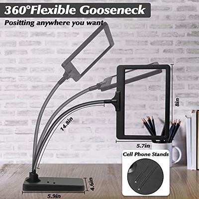 4X Magnifying Glass with Stand, 10x6 Flexible Gooseneck