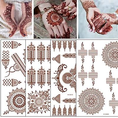 Xmasir 12 Sheets White Henna Tattoo Kit Waterproof Henna Tattoo Stickers  for Women Wedding Party Temporary Henna Stickers (White)