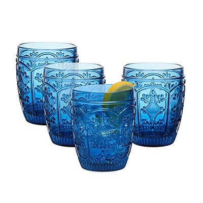 Fitz and Floyd Wildflower 12-oz Double Old Fashioned Glasses 4-Piece Set - Blue