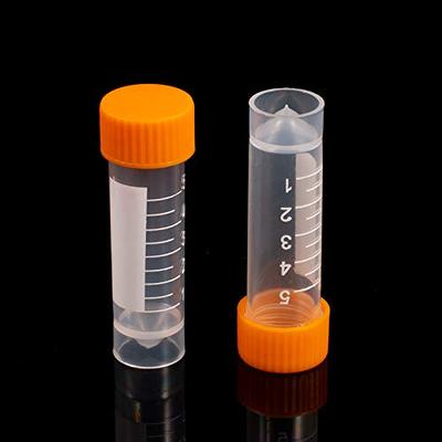 5ml Plastic Test Tubes Screw Caps Small Bottle Vial Storage Vial Storage  Container for Lab-50pcs