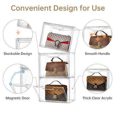 ORGIDOL Clear Handbag Storage Organizer, 3 Packs Acrylic Display Case for  Handbag/Purse Organizer for Closet, Stackable Purse Display Boxes with  Magnetic Door for Collectibles, Wallet, Toys : Amazon.in: Bags, Wallets and  Luggage