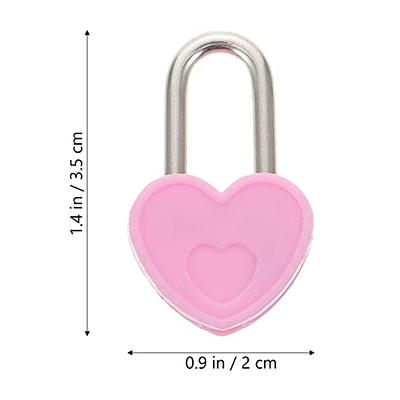 Small Metal Heart Shaped Padlock ,Mini Lock with Key for Jewelry Storage Box Diary Book, Pink 3 Pcs