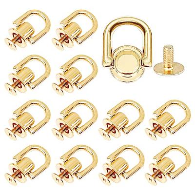D Rings for Purse, 4 PCS Metal D Ring and Stud Screw, 360 Degree Rotatable  D Rings for Purse, Bag Hardware, Dog Buckles, Purse, DIY Handcraft- Gold