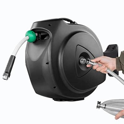  REDUCTUS Retractable Garden Hose Reel, 1/2 x130ft inch Wall  Mount Retractable Water Hose with 10 Pattern Hose Nozzle, Any Length  Lock/180° Swivel Automatic Hose Reels for Outside Garden Watering : Patio