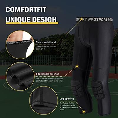  Blaward Mens Boys Compression Pants with Knee Pads 3/4