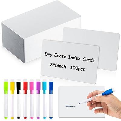 Harloon 100 Pcs Dry Erase Index Cards with 8 Dry Erase Markers Reusable  Flash Cards White