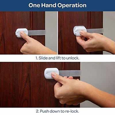 8-Pack Child Safety Cabinet Locks - Adjustable Child Cabinet Locks with 3M  Adhesives - White and Clear Baby Locks for Cabinets and Drawers, and More -  Easy to Install Baby Proofing Cabinets