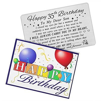  MOQIYXL Son Birthday Card, Happy Birthday Son Gifts Ideas,  Small Engraved Wallet Card : Office Products