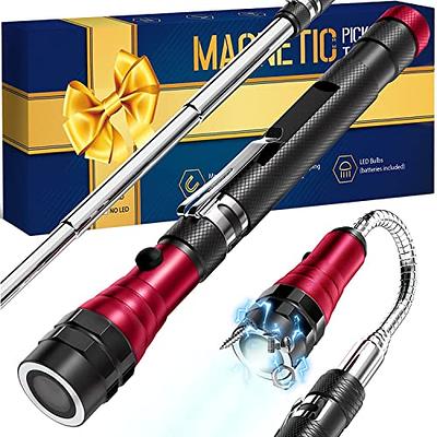 Jishi Magnetic Pickup Tool Gifts for Men Dad Him Husband Birthday,  Telescoping LED Extendable Flashlight with Magnet, Useful Cool Gadgets  Unique