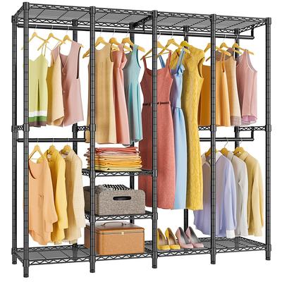 HOKEEPER 520lbs Heavy Duty Metal Freestanding Closet Organizers and Storage  Drawers with Shelves and Hooks for Clothes Clothing Garment Rack with