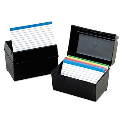 Oxford® Index Card Storage Box, 3 x 5, Marble White, Black Lid