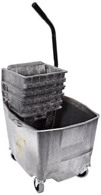 HOMCOM 34 Qt. Capacity Yellow Mop Bucket with Side Press Wringer Cart on Wheels with Metal Handle