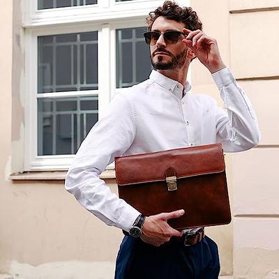 Time Resistance Leather Attache Case Briefcase Messenger Bag for