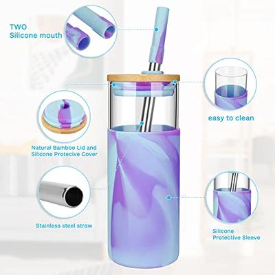 Tronco Reusable Glass Tumbler with Silicon Sleeve and Lid 