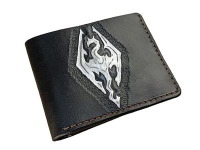 Custom Order~Carved and Painted Leather Bifold Mens Wallet