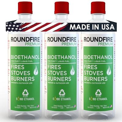 Roundfire Premium Ethanol Fireplace Fuel - 3 x 1 Liter - Fuel for