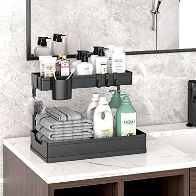 WAKISA Clear Bathroom Organizers 3 Tier, Pull Out Organizer and