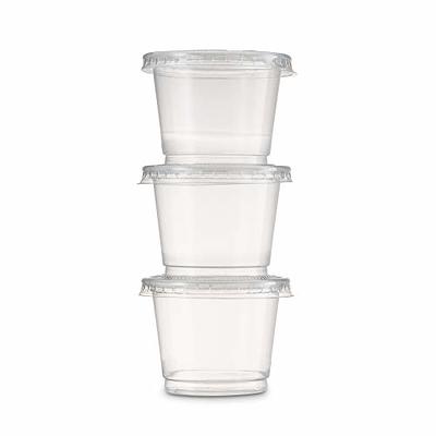 Stack Man Clear Plastic Portion Cups, (100 Sets - 5.5 oz.) Pudding Cups,  Souffle Cups, Jello Shot Cups, Disposable Containers with Lids 