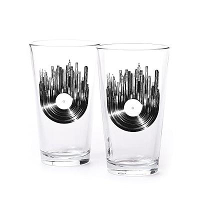 2 PRINTED PINT GLASSES