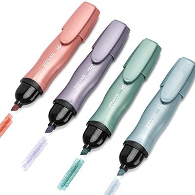 ZEYAR Cute Highlighters with Duals Tips, Cream Colors, Chisel Tip and Bullet Tip, Aesthetic Highlighter Marker, No Bleed Dry Fast Easy to Hold