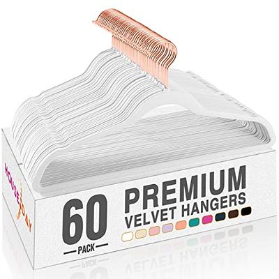 MIZGI Premium Velvet Hangers (50 Pack) Heavy Duty Non Slip Felt Hangers  Gray,Rose Gold 360 Degree Swivel Hooks,Space Saving Clothes Hangers,Durable