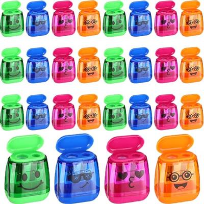 KIDMEN 12 PCS 2 Holes Small Manual Pencil Sharpener with Lid,for