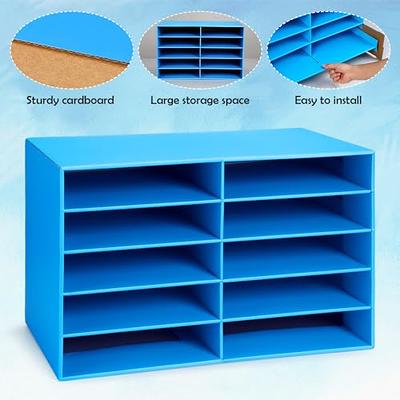  AdirOffice Cardboard Paper Organizer - Classroom Mailbox,  Literature Organizers, Office Sorter Mailboxes, Construction Papers Storage  with Slots, Compartment Shelf Holder (30 Slot, Blue) : Office Products