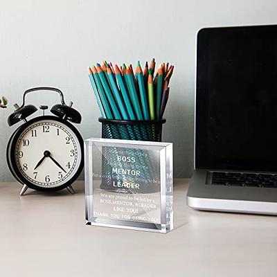 Boss Gift for Women Men, Acrylic Sign with Wooden Stand Office Desk Decor  Boss Day Gifts, Appreciation Gifts for Going Away Leader