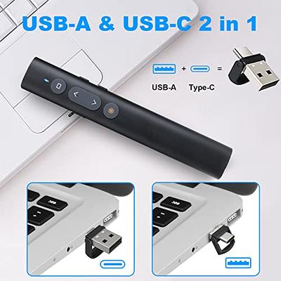 Presentation Clicker for Powerpoint, Wireless Presenter for Presentation,  Laser Pointer Presentation Remote, USB-A & USB-C/Type-C for