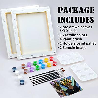 VOCHIC Canvas Painting Kit Pre Drawn Canvas for Painting for Adults Party  Kits Paint and Sip Party Supplies 8x10 Canvas to Paint Flower Girl 8  Acrylic