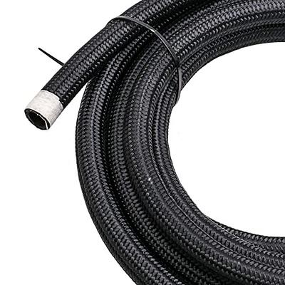 3/8 6AN 12FT Fuel Line Hose Kit, Nylon Stainless Steel Braided