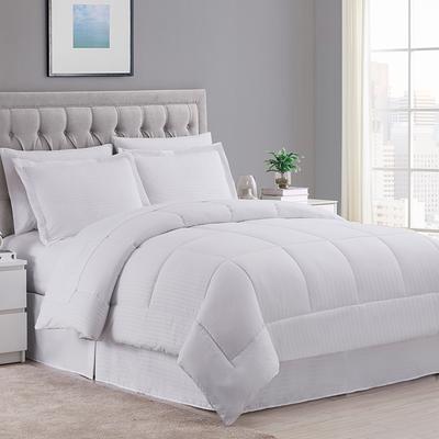 Bedsure 8 Piece Solid Grey Pinch Pleat Comforter Set Down