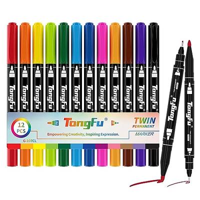 TongFu 12 Colors Alcohol Markers, Permanent Markers, Dual Tips