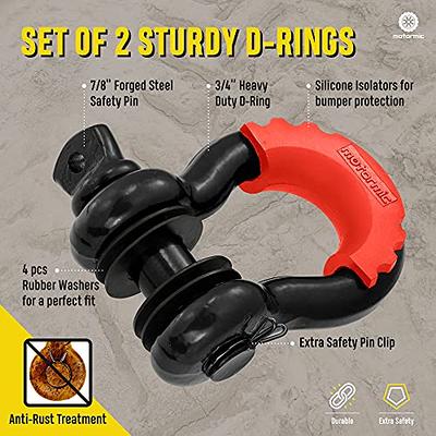 Motormic Unique D Ring Shackles 2 Pack Black - 3/4 Clevis with 7/8 Pin  Safety Max 57,000 lbs Break Point - 2 Red Isolators, 8 Washers - Heavy Duty  use Tow Strap, Winch, Off Road, Towing… - Yahoo Shopping