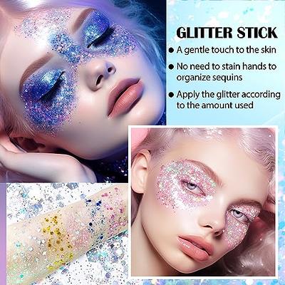 DAGEDA 2 Colors Body Glitter Stick, Face Glitter Hair Glitter Eyeshadow for  Rave Accessories,Chunky Glitter Face Paint Body Shimmer,Holographic Body  Glitter Gel for Glitte Makeup (White+Silver) - Yahoo Shopping