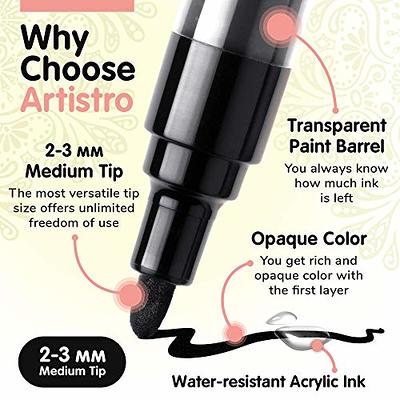 Artistro Acrylic Paint Pens for Fabric, Glass, Fine Tip, 30 Colored Paint Markers, Size: Fine Tip 1mm
