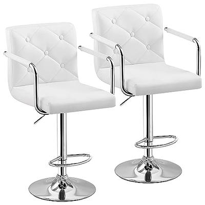 VECELO Adjustable Bar Stools Set of 2,Swivel PU Leather Counter Height  Barstool with Back and Arms for Kitchen/Island, White - Yahoo Shopping