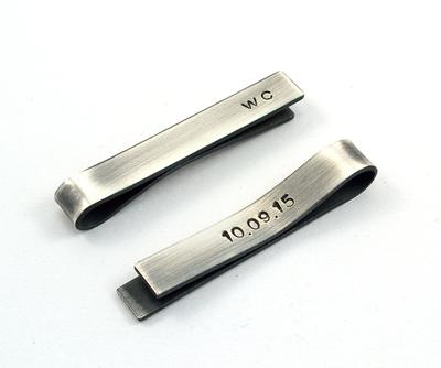 Personalized Tie Bar Silver Tie Clip Groomsmen Gift Wedding 