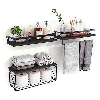 Floating Shelves Wall Mounted Mirror Front Cosmetics Shelf Decorative  Storage Shelf Strong Black Metal Frame Shower