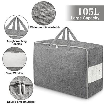 WiseLife Clothes Storage Bags 100L [3 Pack ], Large Capacity Blanket  Storage Containers Organizers for Comforters,Bedding,Clothing,Foldable 3  Layer