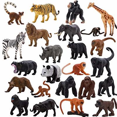 65PCS Safari Animal Figurines Toy Set, Realistic Jungle Zoo Figures with  Elephant, Lion, Giraffe, Fence, Puzzle Blocks for Kids Ages 3-8