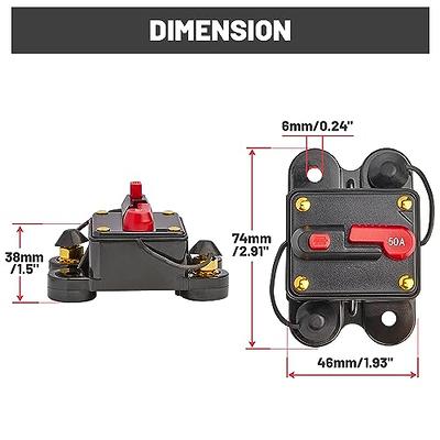 CAR STEREO AUDIO 12V CIRCUIT BREAKER FUSE INLINE FITS 4 8 GAUGE WIRE 50 AMP