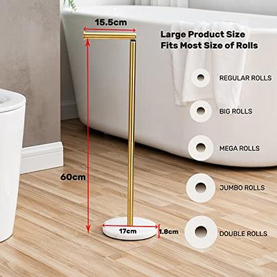 Freestanding Toilet Paper Holder with Marble Base in Brushed Finish