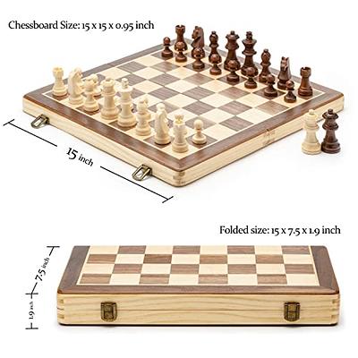  Chess Set, 15x15 Folding Magnetic Wooden Standard