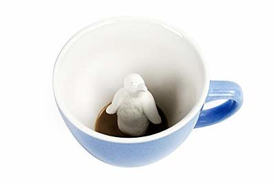 Creature Cups PENGUIN Ceramic Cup (11 Ounce, Ice Blue Exterior