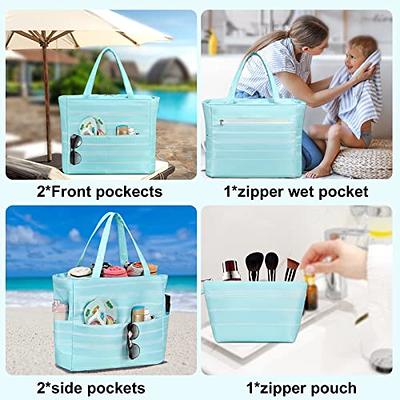 Beach Bag for Women - Large Beach Tote Bag, Waterproof Sandproof Beach Bag  with Zipper, Tote Bag for Women, Pool Gym Travel